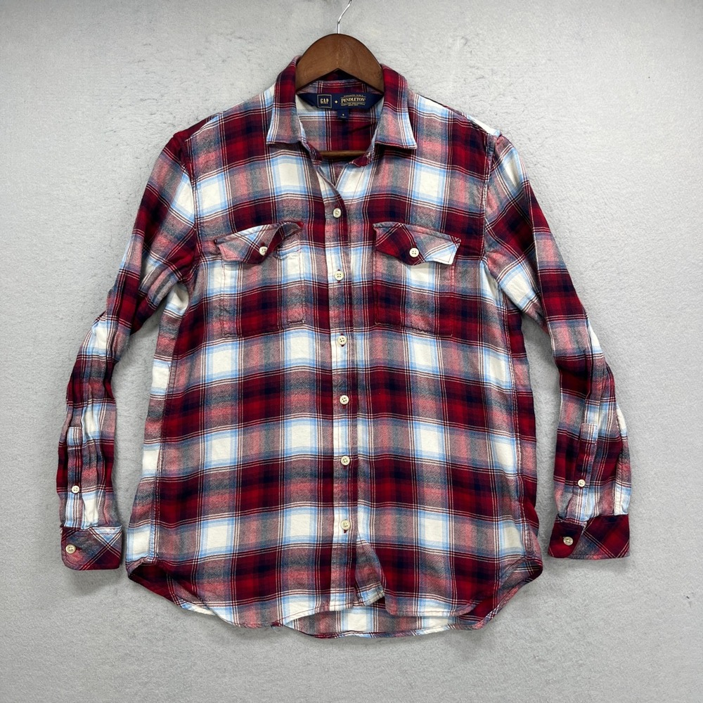 GAP x Pendleton Shirt Womens Small Red Plaid Flannel Button Up Cabin Lumberjack